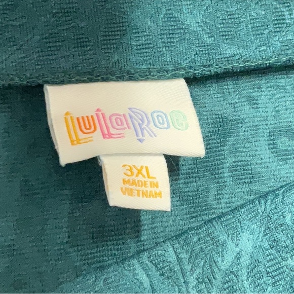 LuLaRoe Blue Teal Cassie Pencil Skirt Floral Print Stretchy Plus Size 3X - Picture 3 of 5